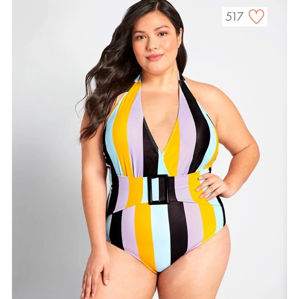 NWT striped retro one piece swimsuit